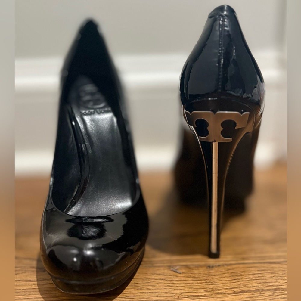 Gently used TORY BURCH platform heels.